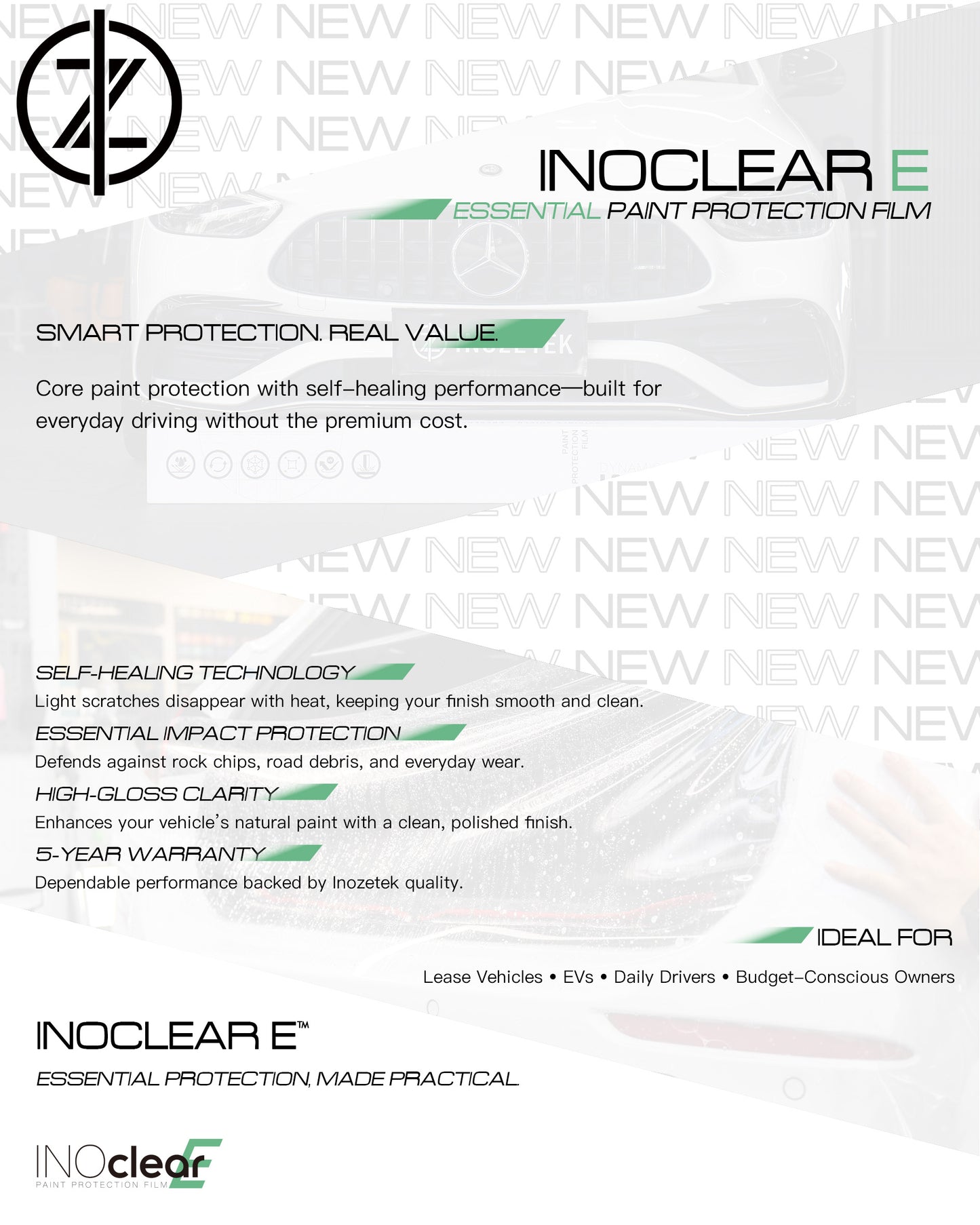 INOCLEAR E - 7.5MIL Gloss Paint Protection Film 60" x 50FT - Inozetek USA